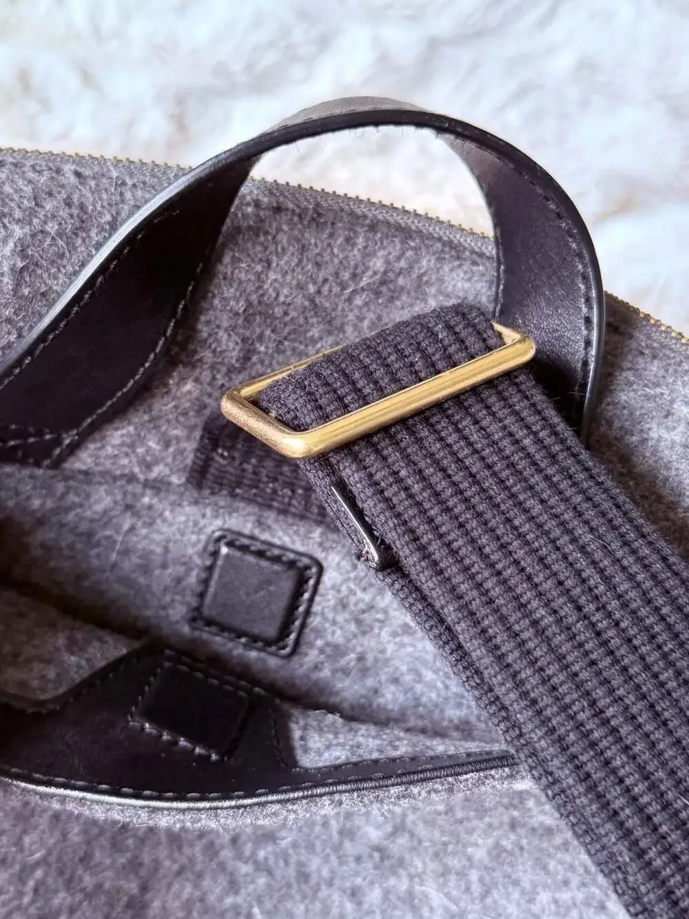 Skagen Kroyer Grey Felt and Leather Convertible Backpack Messenger Bag